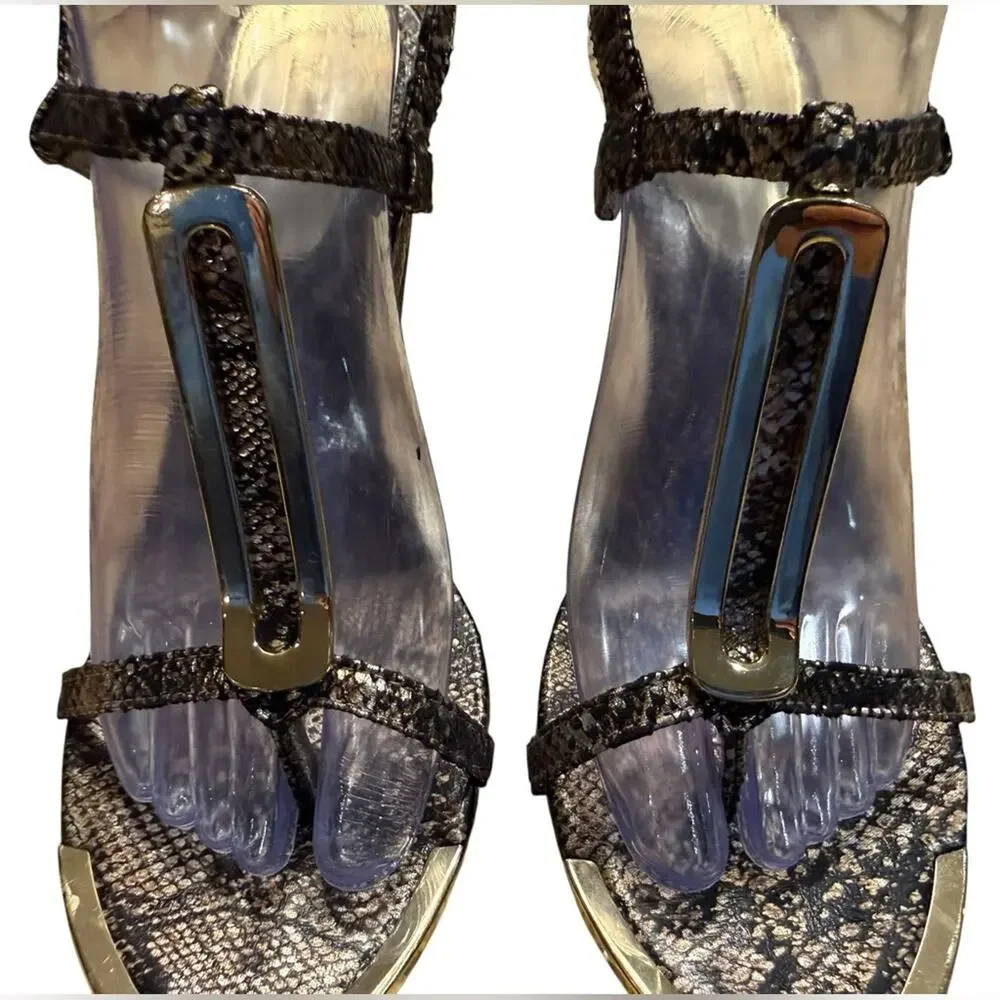 MIA Metallic Snake Print Wedge Sandals Womens Size 10